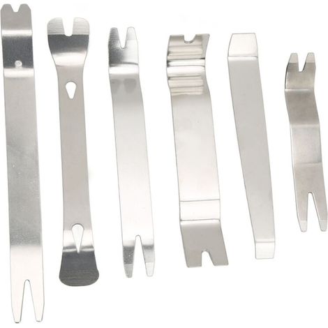 Kit di attrezzi per la rimozione delle finiture interne dell'auto, in acciaio inossidabile, robusto, antiruggine, con leva universale per porte, finestre e impianti audio, 6 pezzi -Crezuo