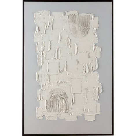 toile abstraite relief blanc et noir accent contemporain salon - blanc texturé relief noir (1/3)