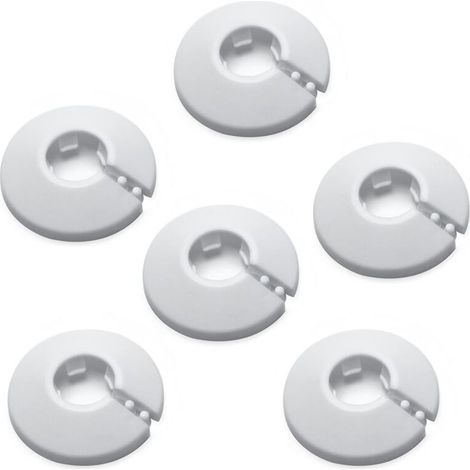 6pcs White Decorative Pipe Covers 1/2" OD 16mm PP Plastic for Wall Pipe Decoration