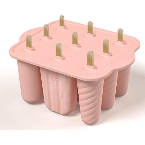 Set de 9 moules à esquimaux – Silicone – Rose – Réutilisables – Crèmes glacées DIY – Popsicles (1/5)