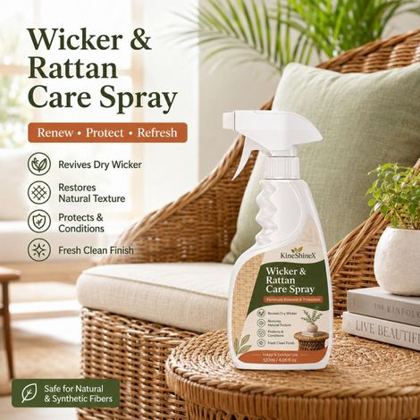 KineShineX Rattanmöbel-Revitalisierungsspray für Rattanstühle, -körbe und -tische Reinigung und Pflege zur Wiederherstellung der natürlichen Farbe. (1/5)
