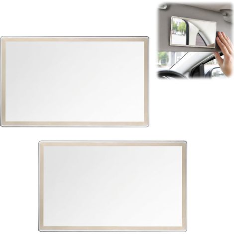 Lot de 2 Miroir de Courtoisie Voiture HD pour Pare Soleil, Miroir Pare Soleil Voiture Adhésif 8 x 15 cm, Miroir Intérieur Auto en Acier Inoxydable, Miroir Maquillage Voiture Universel (1/5)