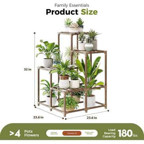 Support Plantes Intérieur et Extérieur, Étagère Plante d'Angle à 4 Niveaux, Porte Plante Intérieur en Bois, Support Plante pour Jardin, Balcon, Patio, Porte Plante Extérieur pour Salon (1/5)