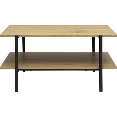 Tavolino rettangolare finitura legno chiaro rovere e metallo nero L80 cm PIPPA (1/4)