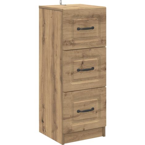 Cajonera Roble Artesanal 33 x 34,5 x 87 cm Madera de Ingeniería vidaXL