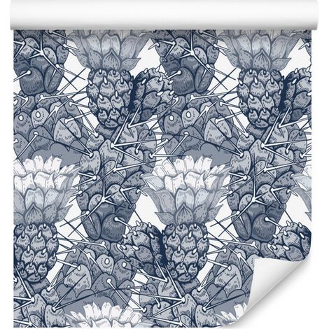 Papier peint cactus et fleurs pour salon et chambre 50x1000 cm (1/5)