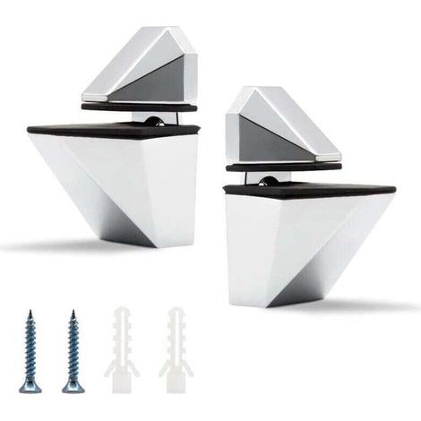 Set mit 2 Glasklemmen, verstellbare Regalhalterung, Badezimmerspiegelklemme, geeignet für Regalböden mit einer Dicke von 3 bis 20 mm (silber) (1/4)