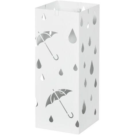 SABIR Porte-parapluies, 4 crochets, bac égouttoir, acier, blanc (1/5)