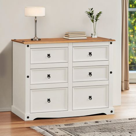Corona White 6 Drawer Wide Chest (1/4)