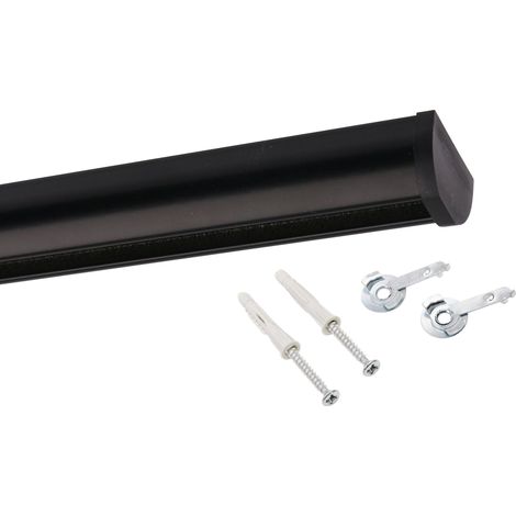 Gardinenschiene Innenlauf auf Maß 1-läufig Schwarz - Serie Round 300cm