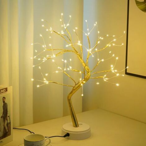 Arbre Lumineux LED, Arbre Lumineux Blanc Chaud, Lampe Arbre Lumineux Branches Réglables, 108 LED, pour la Décoration de Fête de Mariage, Alimentation par USB/Batterie (1/3)