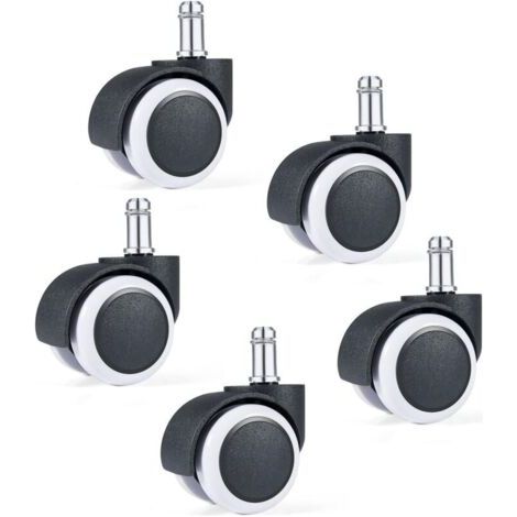 5er-Set Ersatzrollen für Bürostühle, 11/50 mm, geräuscharm für Hartböden, weiß (1/4)