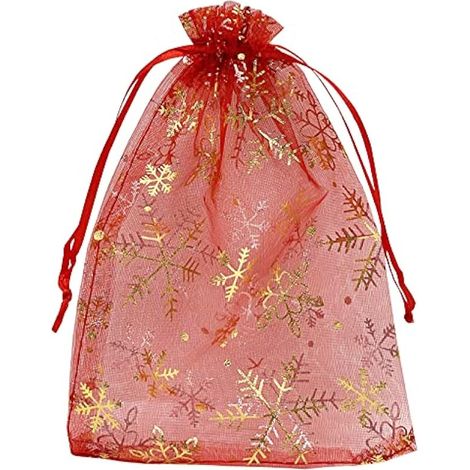 Lot de 100 sacs de Noël en organza avec cordon de serrage Rouge 12,7 x 17,8 cm (1/5)