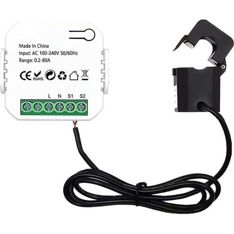 Lntyq Moniteur d'énergie Intelligent, Moniteur d'utilisation de l'électricité WiFi, 80A, Compatible avec Tuya Smart Life (1/5)