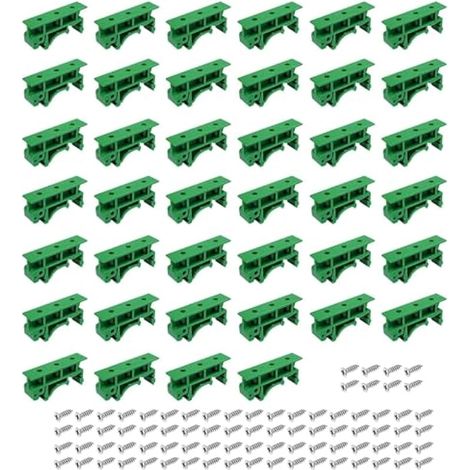 20 lots / 40 pièces Adaptateur rail DIN C45, support PCB 35mm, clips de fixation de carte de circuit pour disjoncteur, relais, appareils électriques - Vert (1/4)