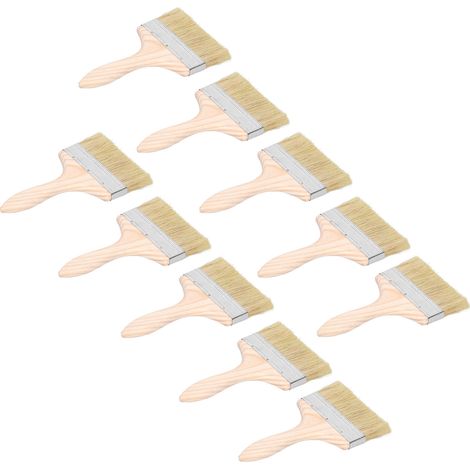 10 brosses en laine artificielle, manche bois ergonomique, nettoyage polyvalent peinture et taches (1/5)