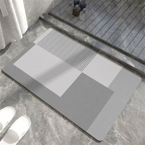 5080cm Tapis de Bain en Pierre Diatomite à séchage Rapide Tapis de Salle de Bain antidérapant simplicité Super absorbante carrés Mal placés Tapis (1/5)