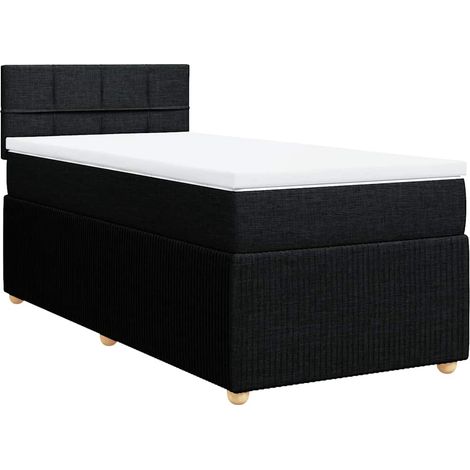 Maison Exclusive - Cama box spring con colchón tela negro 80x200 (1/5)