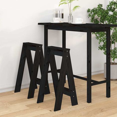 Lot de 2 Tabourets Moderne - Tabourets de bar Chaises de bar Noir 40x40x75 cm Bois massif de pin BV103946 - BonneVie (1/5)