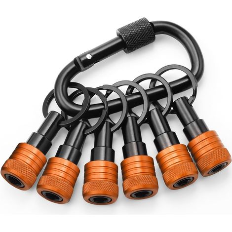 Lot de 6 porte-embouts antidérapants améliorés, porte-embouts à tige hexagonale de 6,35 mm, porte-embouts pour tournevis et perceuses, porte-embout à dégagement rapide avec porte-clés noir (1/5)