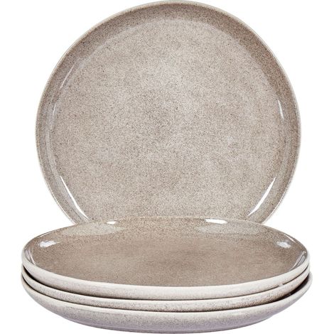 Set of 4 Dinner Plates COSTMARY Stoneware Grey