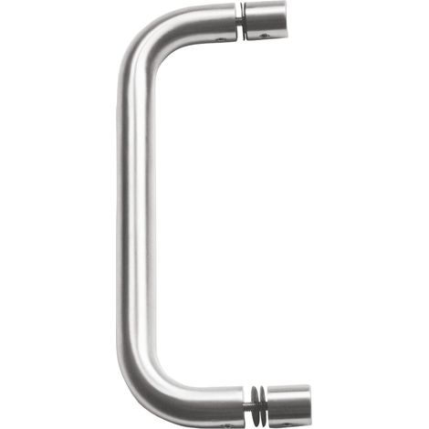 Poignée avec rosace pour vitres Mod.7 en acier inoxydable 18/8 Poignée ou poignée pour portes abattantes ou courroies d'une épaisseur de 10 à 35 mm Dimensions : Ø19 x 150 mm Vis incluses (1/3)