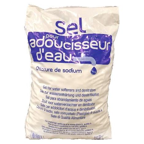 Sac 25 kg de sel régénérant en pastille pour adoucisseur d'eau (1/2)