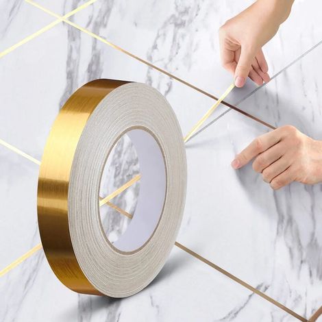 Carrelage Autocollante Ruban Adhésif Décoratif,Étanche Joint Ligne Bande,pour Sols, Murs, Plafonds,Portes et Fenêtres,Home Déco (2cm50m Or)Lefou (1/5)