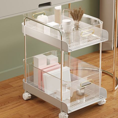 Étagère de rangement de cuisine de luxe, boîte de rangement cosmétique de bureau, classeur de bureau étroit à roulettes, style large blanc (1/5)