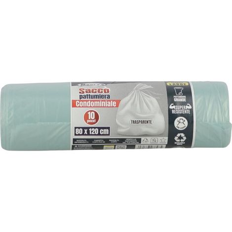MAURY'S SACCHI PER PATTUMIERA 80X120 CM CONFEZIONE DA 10 PEZZI IN COLORE TRASPARENTE OKX