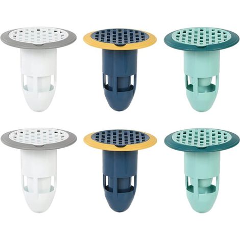 royaluxe -Paquet de 6 noyaux de drain de sol, drain de sol déodorant, valve de vidange anti-refoulement amovible anti-colmatage, pour douche, évier, baignoire, cuisine (1/5)