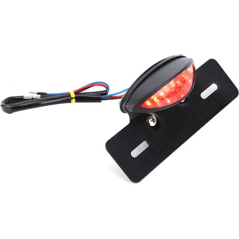 Lampada da motocicletta LED retroilluminata, freno e targa, nera (1/3)