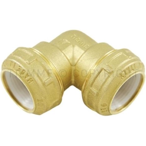 Raccordo curvo doppio a compressione per tubo pe Ø20 x Ø20 con o ring ottone tiemme 3430029