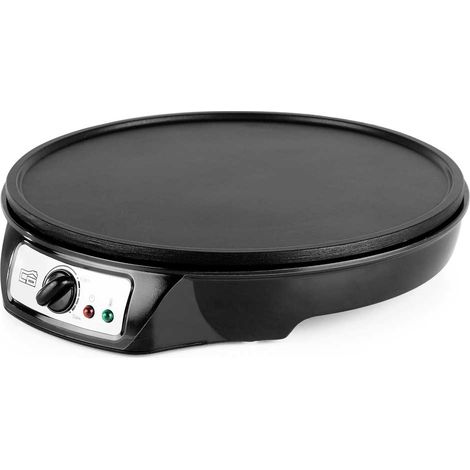 Orbegozo crepera eléctrica CM 2360, 30 cm diámetro, nivel de temperatura ajustable, borde elevado, luces indicadoras encendido, guardacable, esparcidor de masa y espátula de madera incluidas, 1000 W