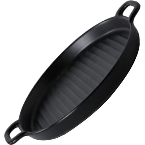 Plaque de cuisson en fonte - Plaque en fonte à poser sur barbecue au charbon de bois/barbecue à gaz et four et cuisinière Teppanyaki, hamburgers, légumes, 24cm