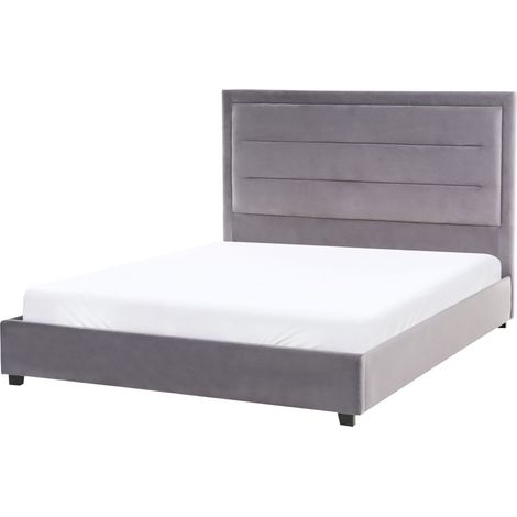 Bett mit Lattenrost Samtstoff ROUEN 140 x 200 cm Dunkelgrau