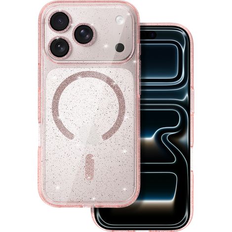 Custodia per iPhone 17 Pro Max, con glitter e MagSafe, rosa (1/4)