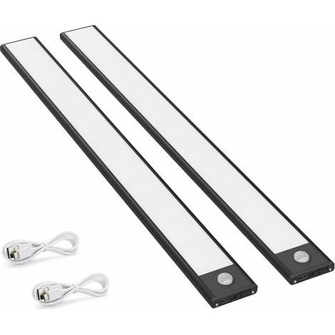 2er-Pack LED-Schrankleuchten mit Bewegungssensor, 150 lm, Küchenleuchten mit wiederaufladbarem Akku, USB-Beleuchtung, automatisch/an/aus