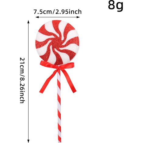 Guirlande Sucette En Plastique - Décoration Arbre De Noël Et Vase - 4 Pièces - 21 Cm De Long - Rouge Blanche - Pour Fête Familiale Et Décoration Intérieure (1/5)