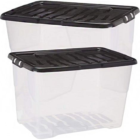 1 x 10L Curve Plastic Storage Boxes With Black Lids