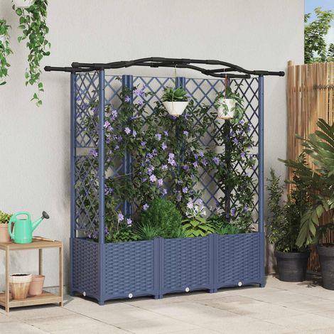 Teenpull – Hochbeet mit Rankgitter und Dach Grau 163 x 40 x 138 cm PP (1/5)