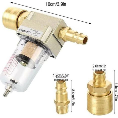 Filtre à Air Comprimé - Séparateur Eau Huile - Raccord Rapide 1/4 Pouces - Pour Compresseurs Industriels et Ateliers - 1 Pièce (1/4)