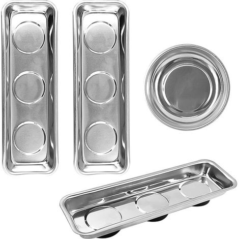 Ensemble de 3 Pièces Outils Mecanique Automobile2026528mm Rectangle Boite Aimantée, Acier Inoxydable Boîtes à Outils Magnétiques, Tablette Magnétique (1/4)
