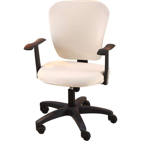 Housse de Chaise de Bureau Extensible en Polyester, Protège-Siège Universel pour Fauteuil de Bureau et Chaise de Travail, Crème (1/5)