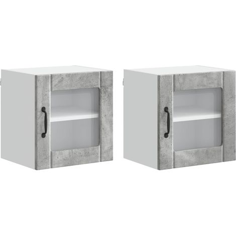 Maison Exclusive - Cabinet en verre mural LUCCA 2 pcs Gris béton 40 x 31 x 40 cm