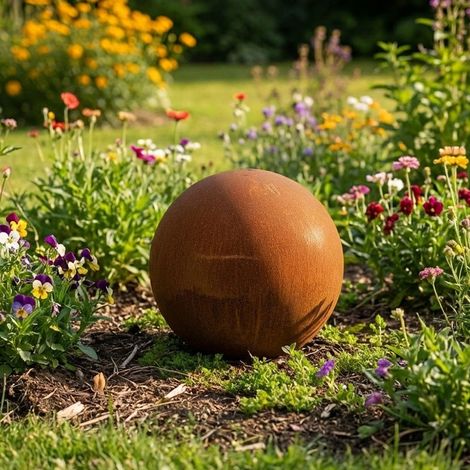 Grande Sphère Décorative Rouille 50cm