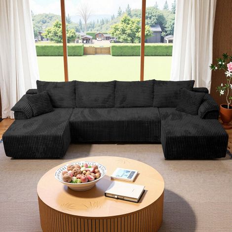 Modulares U-förmiges Ecksofa aus samtigem Cordstoff, kompaktes und bequemes Wohnzimmersofa – umwandelbar, einfach zusammenzubauen, modernes Design
