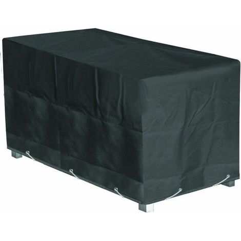 Rechteckige Gartentischabdeckung, strapazierfähiges Polyester, wasserdicht, Maße 180x110x70 cm, Farbe Anthrazit, Terrassentischabdeckung. (1/4)