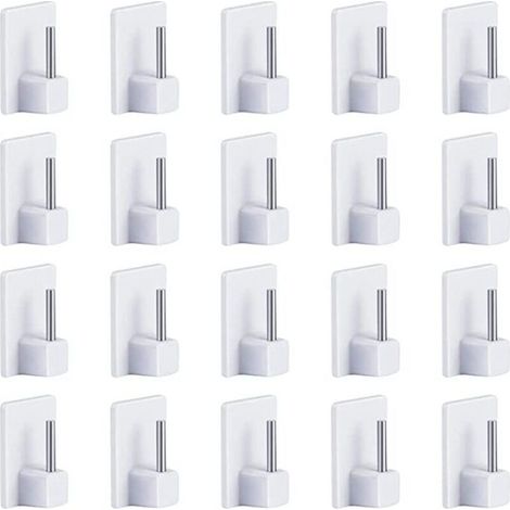20 pcs Rideaux Crochets Adhésifs pour Tringle Rideau Crochet Autocollant Accroche Rideau Sans Percage 1928mm