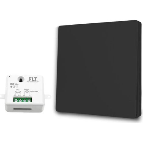 Interrupteur va-et-vient sans fil prêt à poser – 1 bouton poussoir – Récepteur radio encastrable – Technologie sans batterie